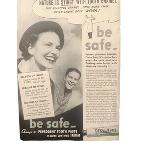 Vintage 1937 Pepsodent Nature is Stingy Ad Advertisement